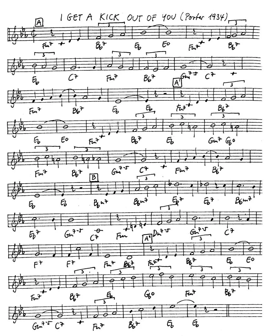 i get a kick out of you free jazz leadsheet - Courtesy of the Jungle Jazz Band